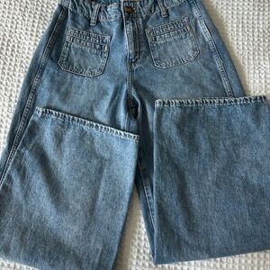 Old Navy Blue Flare Wide Leg Jeans with Retro Style